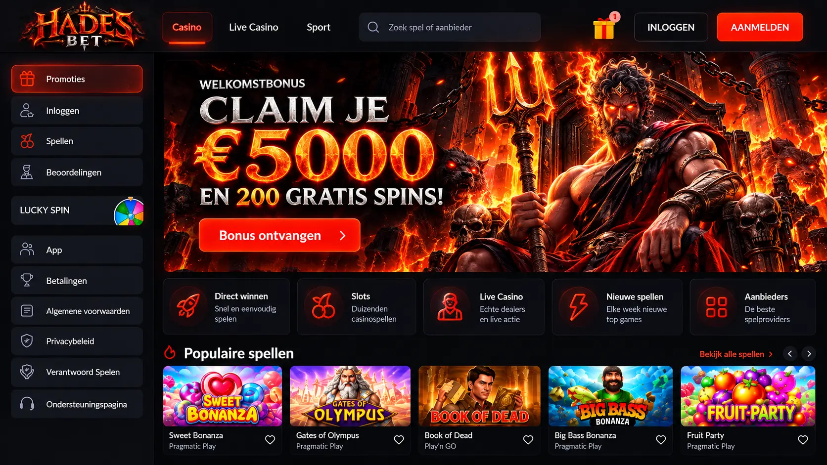 Hadesbet Casino Review Nederland: Slots, Live Games en Bonus image 1